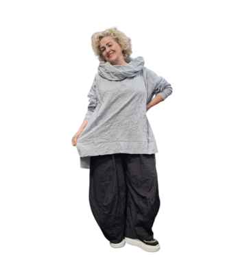 Oversized zomerhemd met rechte snit, gemaakt van gekreukte poplin stof Crushed grijs