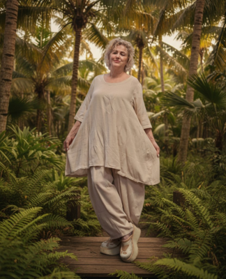 lange beige tuniek 100% katoen