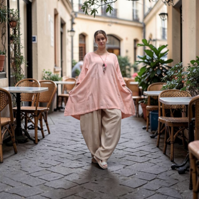 lange tuniek abrikoos 100% katoen