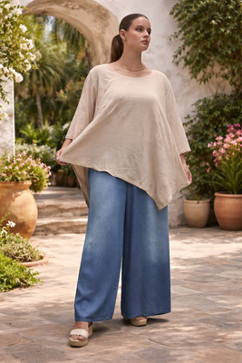 Shirt zand A-lijn asymmetrisch