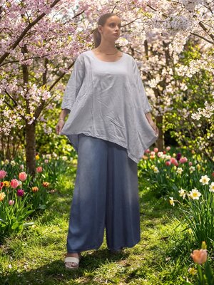 Shirt blauw A-lijn asymmetrisch