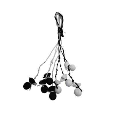 Lange fantasie ketting zwart/wit met bolletjes