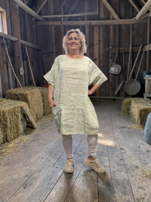 Groen witte tuniek 100% linnen