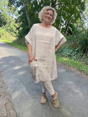 Beige witte tuniek 100% linnen