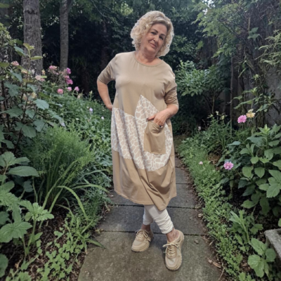 Jurk beige met print