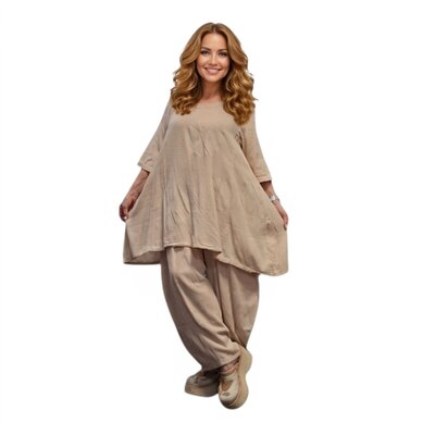 lange beige tuniek 100% katoen