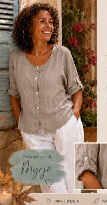 100% linnen blouse/vest taupe