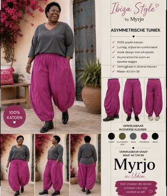 Broek  framboos met leuke details op kniehoogte