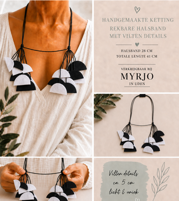 Handgemaakte ketting zwart-wit