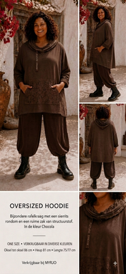 Oversized bruin Hoodie met rolkraag comfort & stijl in een