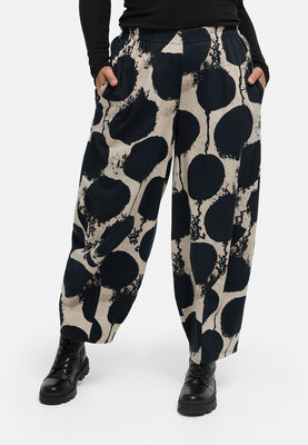 Kekoo 'Oria' broek champagne-zwart stretchkatoen, ballonvorm
