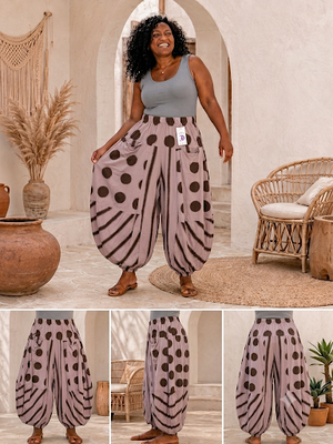 Ballonbroek Jersey Roze met Leuke Printdetails