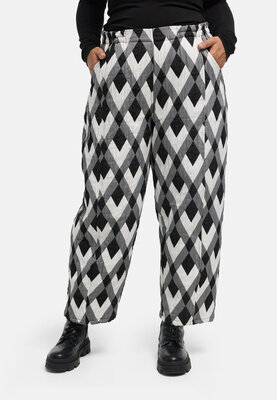 Ariana' Broek Zwart/wit- Elegante Structuur, Losse Silhouet