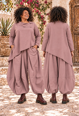 Oud Roze Asymmetrische  A-lijn Poplin Tuniek