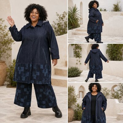 Nila Denim Jas – Stoer, Stijlvol & Bijzonder– donker denim, capuchon