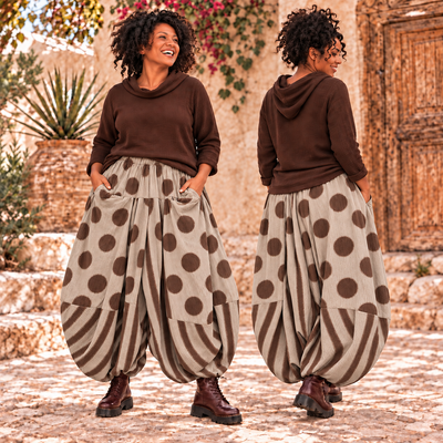 Ballonbroek Corduroy Beige  met Leuke Printdetails