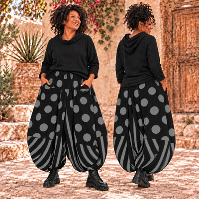 Ballonbroek Corduroy zwart  met Leuke Printdetails
