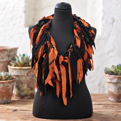 Handgemaakte Statement Ketting van Stof Brique / Zwart