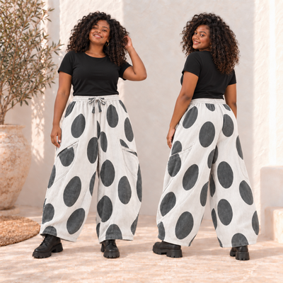 Broek Corduroy Winterwit met Leuke Printdetails