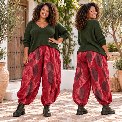 Broek Corduroy rood met Leuke Printdetails