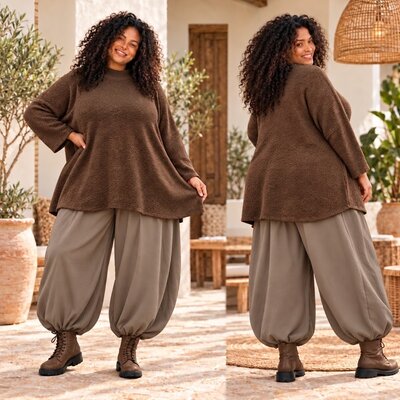 Luxe Curvy Oversized Trui 'Celeste' – Bruin