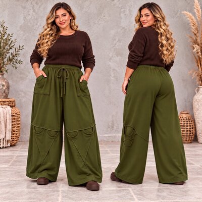 Stijlvolle Broek Army met Zakken- Deelnaden en Rekbare Taille