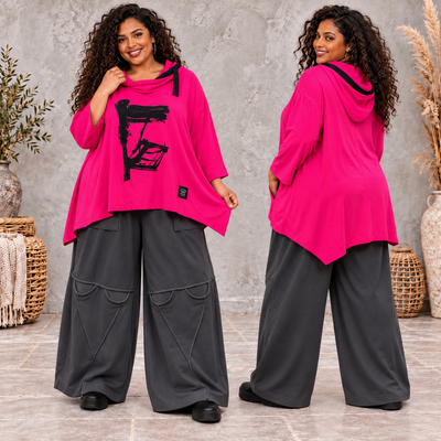 Colour Statement Framboos – A-lijn sweater met capuchon 100% cotton